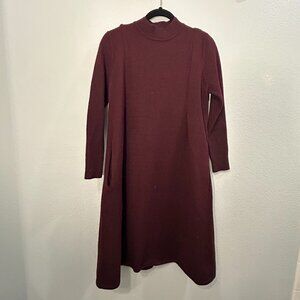 🎄❤️ Korean Classic Maroon Long-Sleeve Dress ❤️🎄